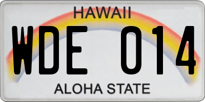 HI license plate WDE014