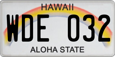 HI license plate WDE032