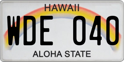 HI license plate WDE040