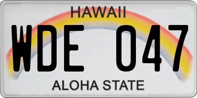 HI license plate WDE047