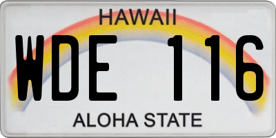 HI license plate WDE116