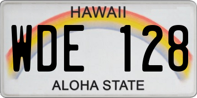 HI license plate WDE128