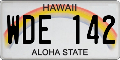 HI license plate WDE142