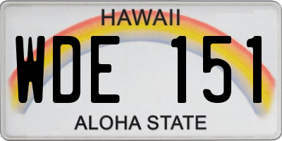 HI license plate WDE151