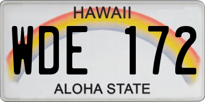HI license plate WDE172