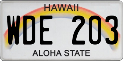 HI license plate WDE203