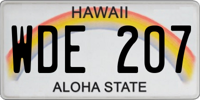 HI license plate WDE207