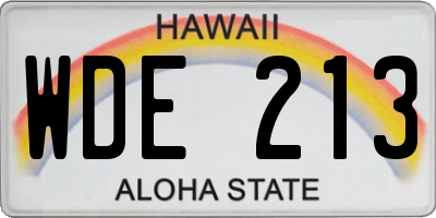HI license plate WDE213