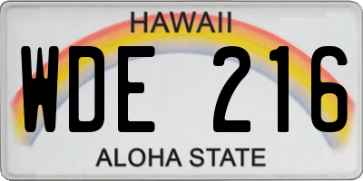 HI license plate WDE216