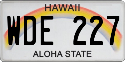 HI license plate WDE227