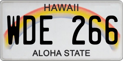 HI license plate WDE266
