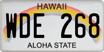 HI license plate WDE268