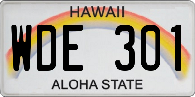 HI license plate WDE301