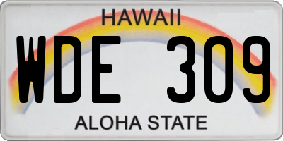 HI license plate WDE309
