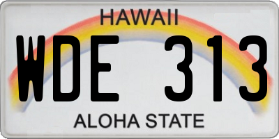 HI license plate WDE313