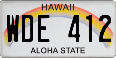 HI license plate WDE412