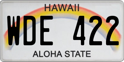 HI license plate WDE422