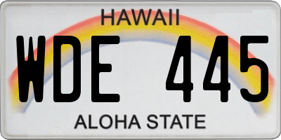 HI license plate WDE445