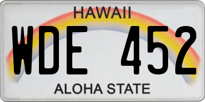HI license plate WDE452
