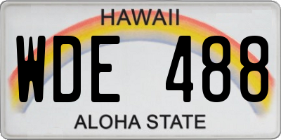 HI license plate WDE488