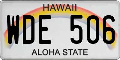 HI license plate WDE506