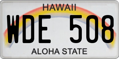 HI license plate WDE508