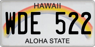 HI license plate WDE522
