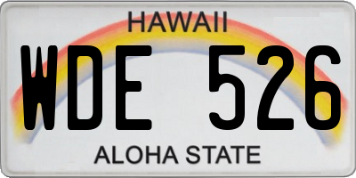 HI license plate WDE526