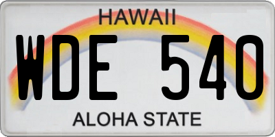 HI license plate WDE540
