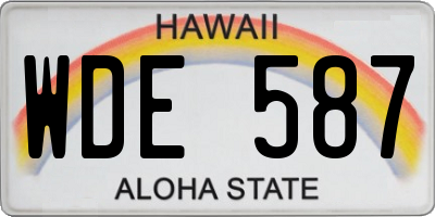 HI license plate WDE587