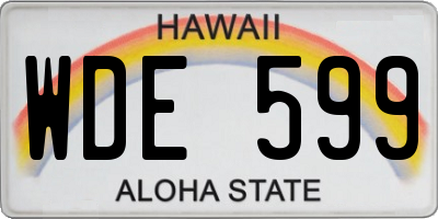 HI license plate WDE599