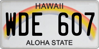 HI license plate WDE607
