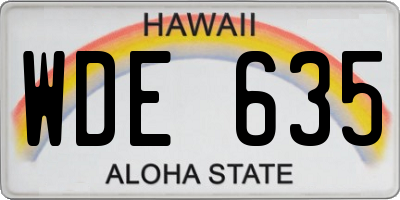 HI license plate WDE635