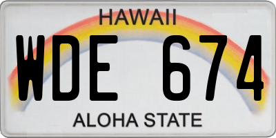 HI license plate WDE674