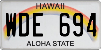 HI license plate WDE694