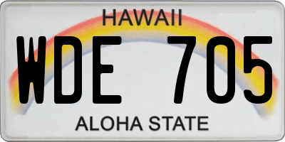 HI license plate WDE705