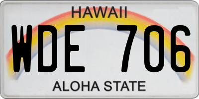 HI license plate WDE706