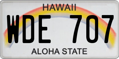 HI license plate WDE707