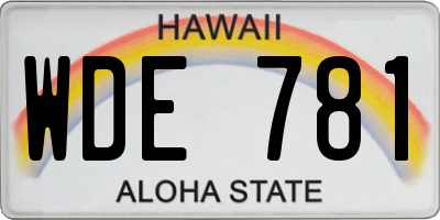 HI license plate WDE781