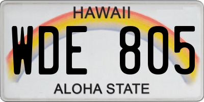HI license plate WDE805