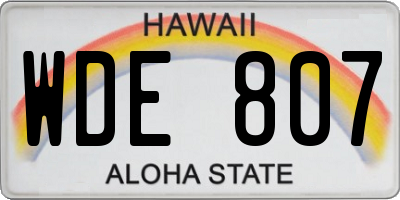 HI license plate WDE807