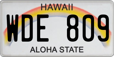 HI license plate WDE809
