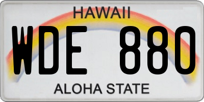 HI license plate WDE880