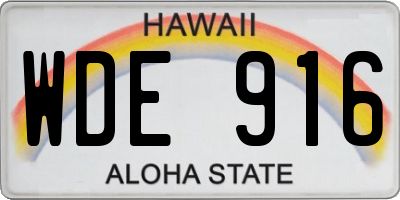 HI license plate WDE916