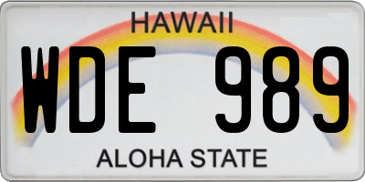 HI license plate WDE989