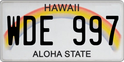 HI license plate WDE997