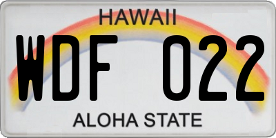 HI license plate WDF022
