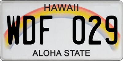 HI license plate WDF029