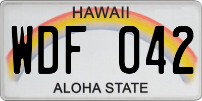 HI license plate WDF042
