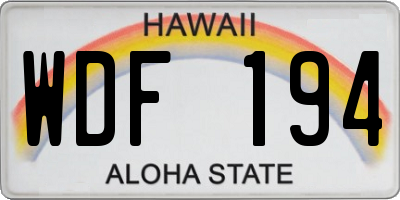 HI license plate WDF194